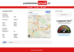 Postleitzahlen Schweiz